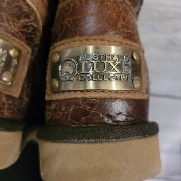 Australia Luxe Collective brown sheepskin Studded Knee-High Boots Women's 5 - Picture 12 of 16